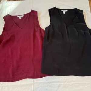 Two silky v neck Nine West Tops Black and Red XS